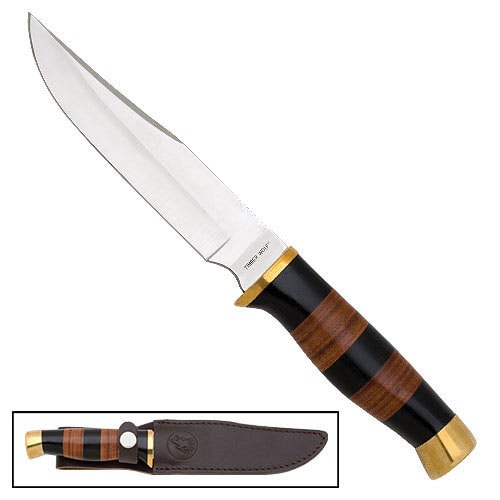 Timber Wolf Black Leather Skinner Knife