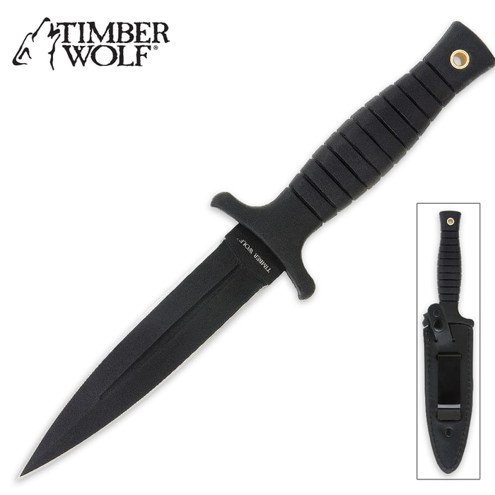 Timber Wolf Tactical Boot Knife with Clip-on Leather Sheath