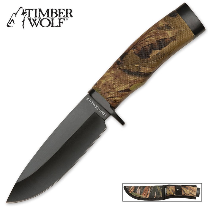 Timber Wolf Camo Creek Hunter Fixed Blade Knife