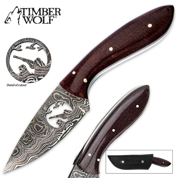 Timber Wolf Hunters Special Micarta & Damascus Fixed Blade Skinner Knife