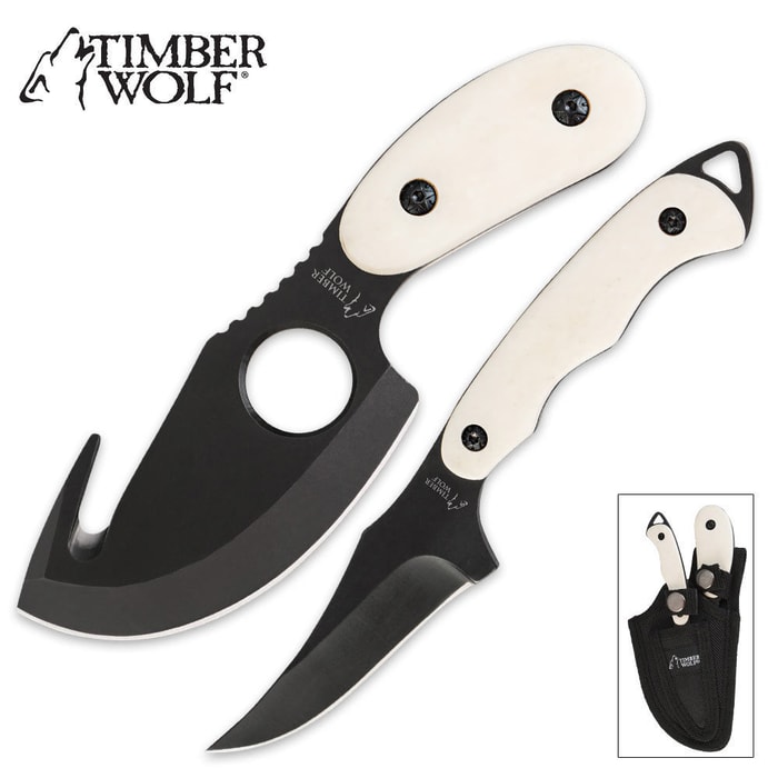 Timber Wolf Two-Piece Hunter Knife Set with Sheath