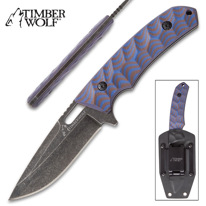 Timber Wolf Blue Wave Fixed Blade Knife - Small