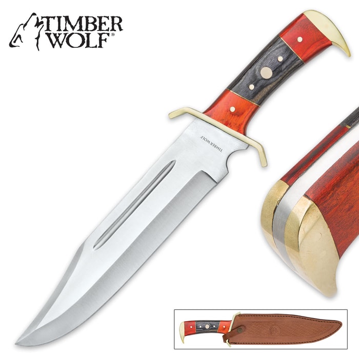 Timber Wolf Crimson And Ebony Bowie Knife