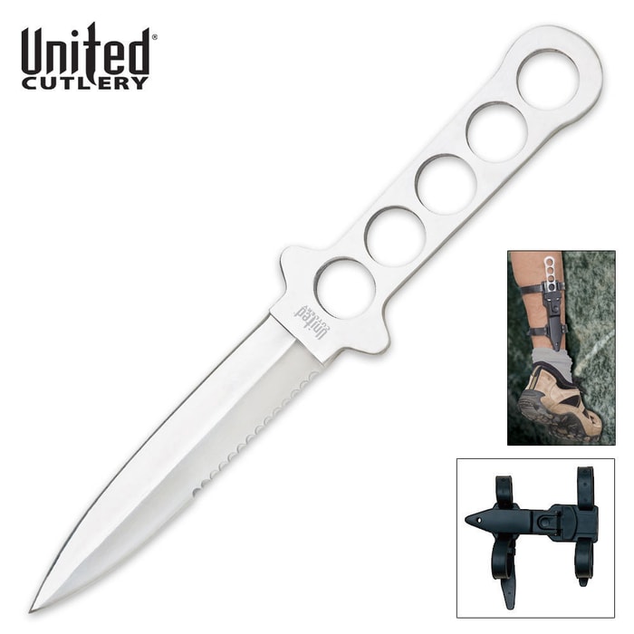 United Cutlery Stingray Dive Knife with Rubber Leg Straps & Sheath