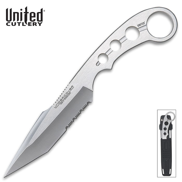 Elite Forces Slim Concealable Tanto Knife With Finger Grip & Sheath