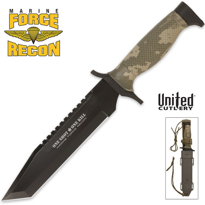 United Cutlery Nightstalkers Don't Quit Tanto Knife Camo
