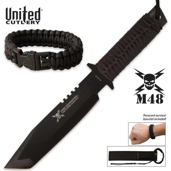 M48 Kommando Tanto Knife & Sheath Free Paracord Bracelet