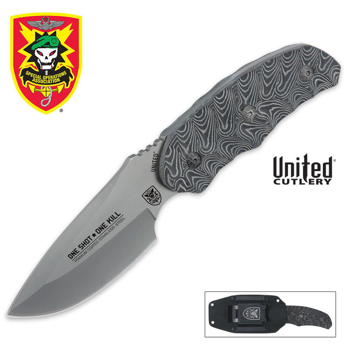 United Cutlery SOA Titanium Coated Micarta Handle Fighter Knife Kydex Sheath