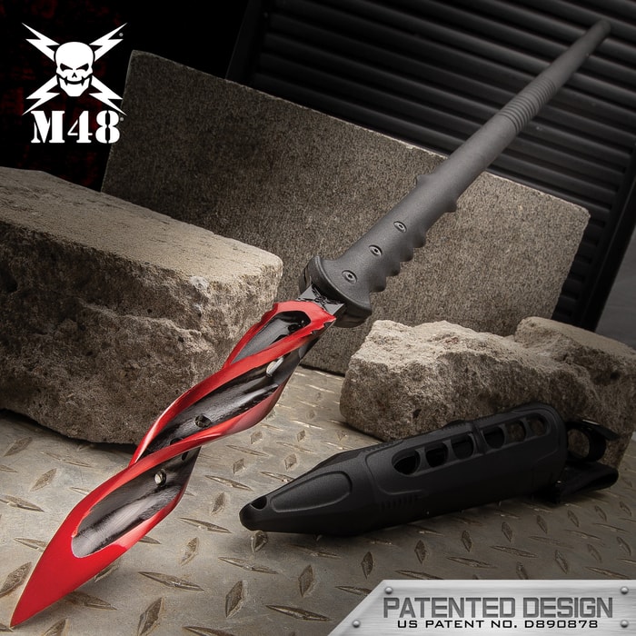 M48 Cardinal Sin Cyclone Spear With Vortec Sheath - Cast Stainless Steel Blade, Reinforced Nylon Handle - Length 45 1/2”