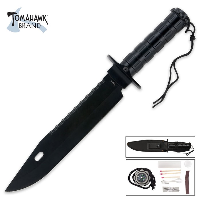 Tomahawk Large Black Survival Knife
