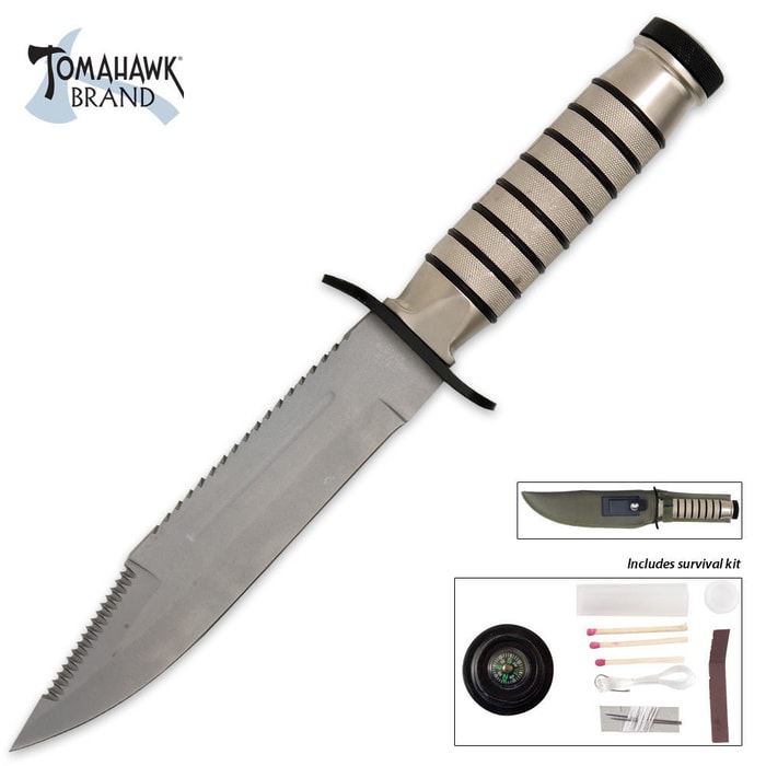 Tomahawk Silver Handle Survival Knife