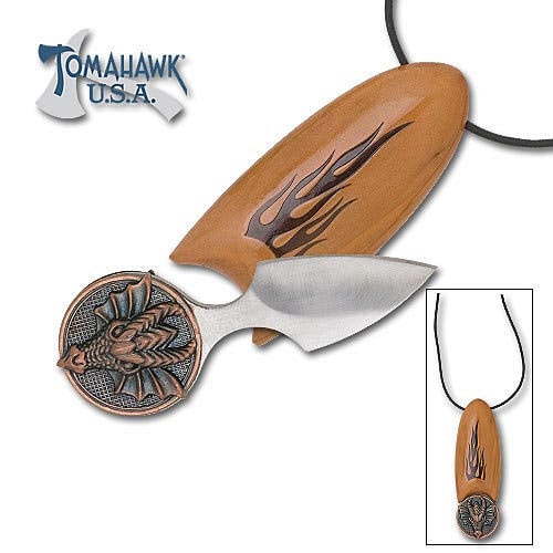 Tomahawk Dragon Fantasy Push Dagger Necklace