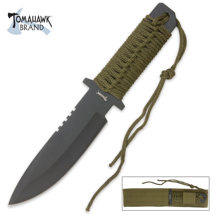 Full Tang Knife with Cord Wrapped Handle and Sheath