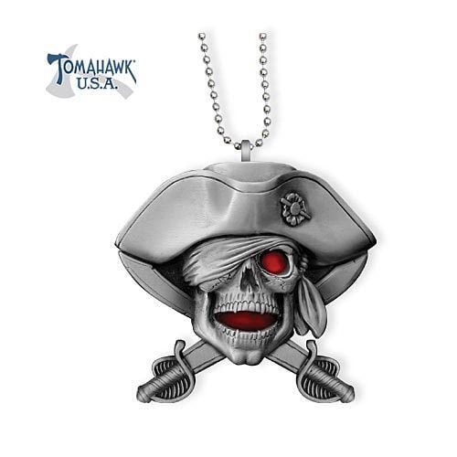 Tomahawk Pirate Skull Necklace with Twin Daggers
