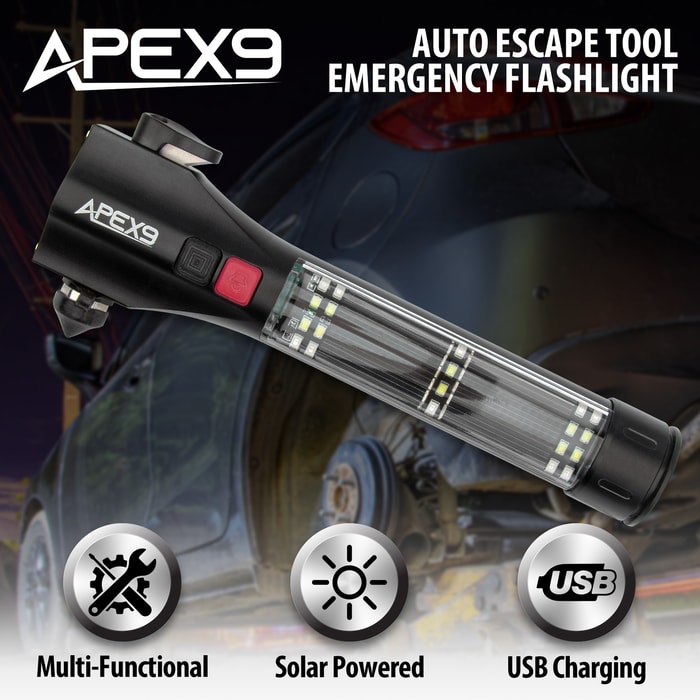 Full image of Apex9 Auto Escape Tool Emergency Flashlight.
