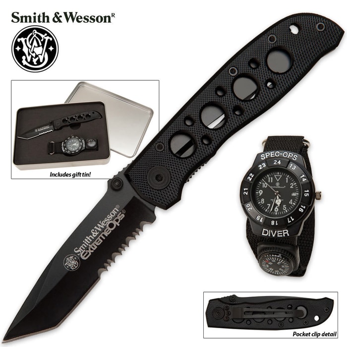 Smith & Wesson Special Ops Knife/Watch Gift Set