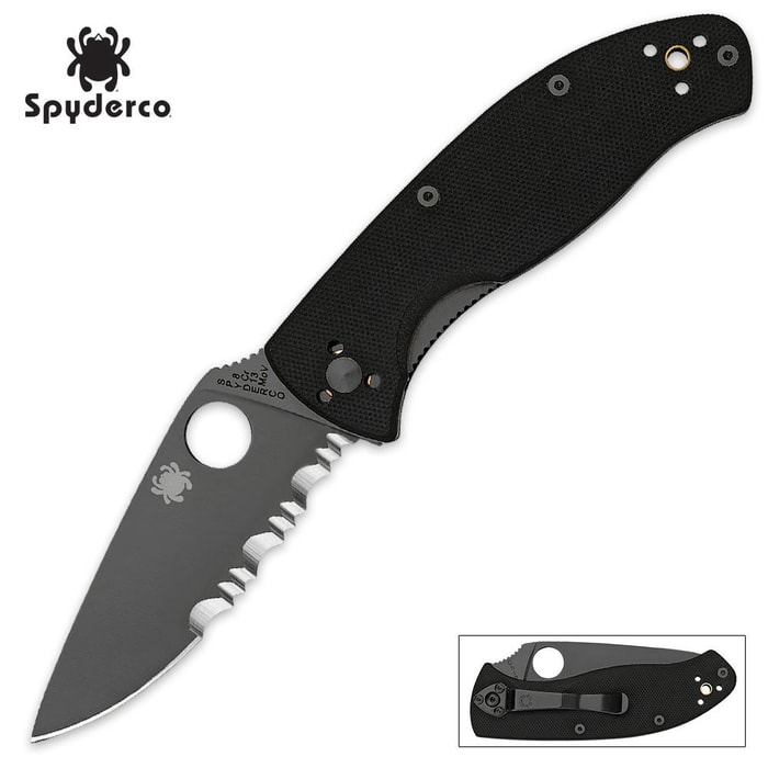 Spyderco Tenacious Linerlock Part Serrated Folding Knife