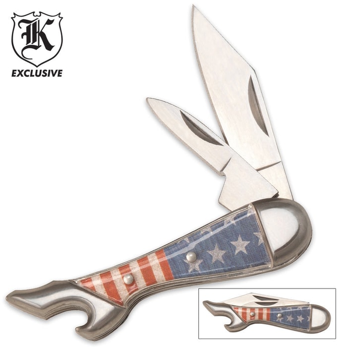 Two Blade Mini Leg Knife American Flag