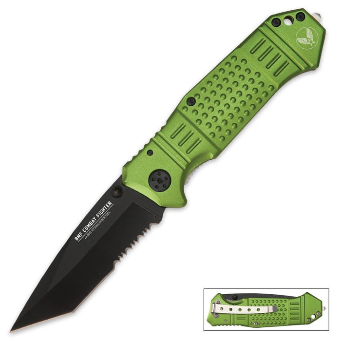 BMF Fighter Tactical Pocket Knife Green
