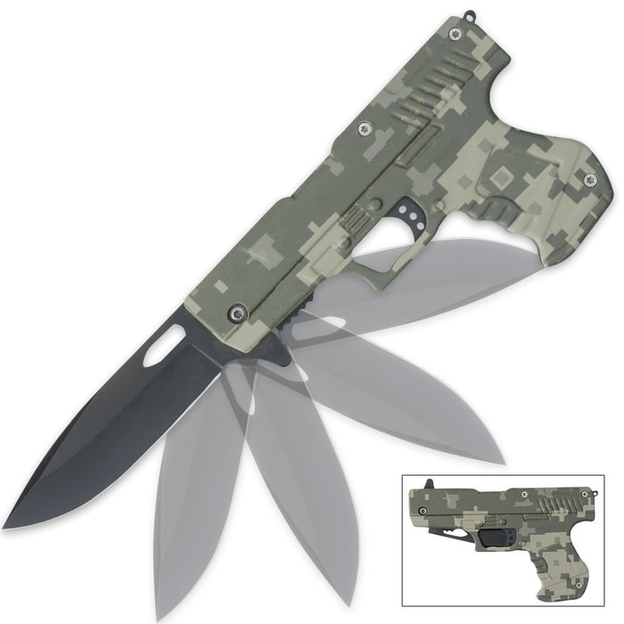 Camo Tactical Pistol Assisted-Open Pocket Knife