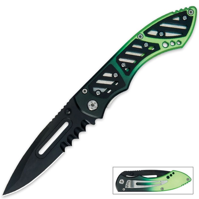 Atomic Steel Pocket Knife Green