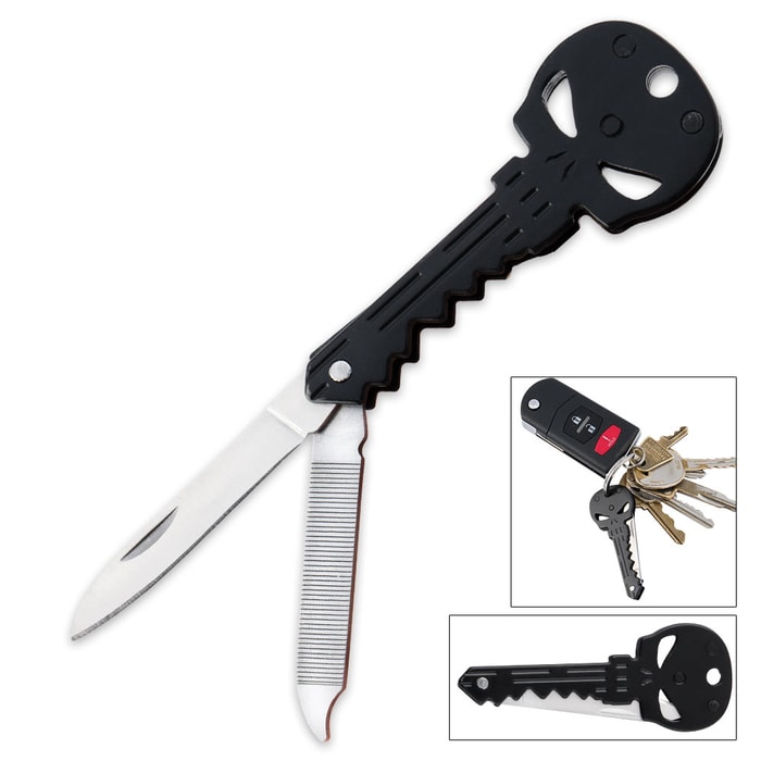 Black Punisher Key Folding Knife