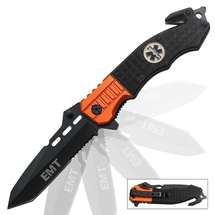 Assisted Opening First Responder Tanto Rescue Pocket Knife