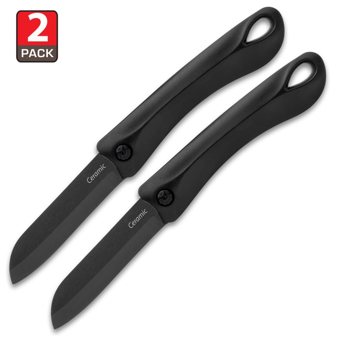 Ceramic Blade Pocket Knife – Two-Pack, Ceramic Blade, TPU Handle, Ring In  Pommel – Length 7 2/5”