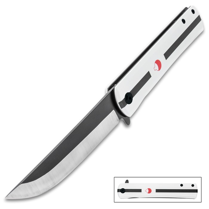 The White Anime Assisted Opening Pocket Knife has a 3Cr13 stainless steel blade