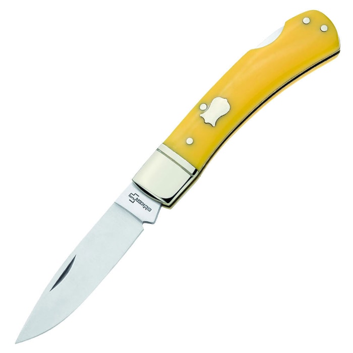 Boker Plus Lock Back Yellow Synthetic Folding Knife
