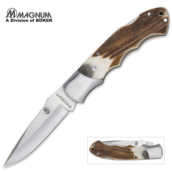 Boker Magnum Stag Panther Folding Knife
