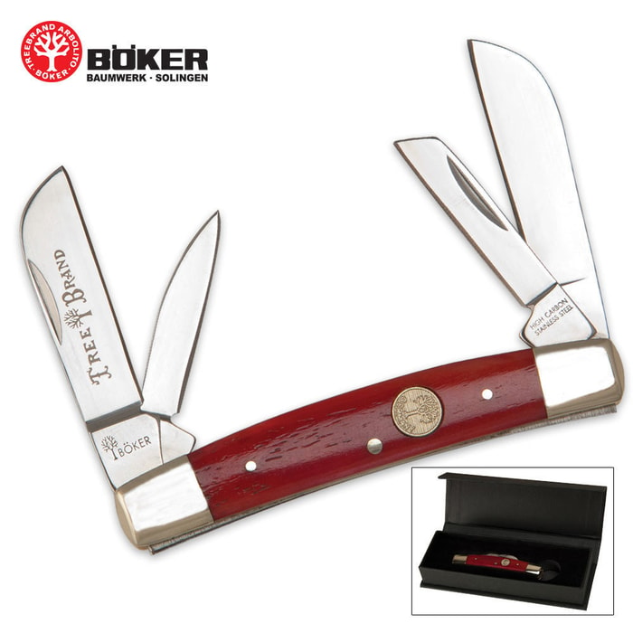 Boker Tree Brand Red Bone Congress Pocket Knife