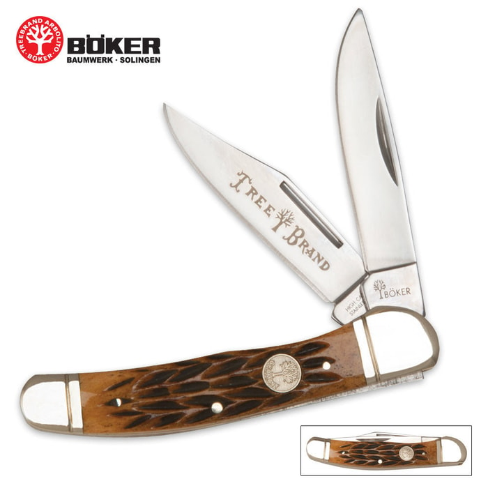 Boker Tree Brand Jigged Brown Bone Copperhead Pocket Knife