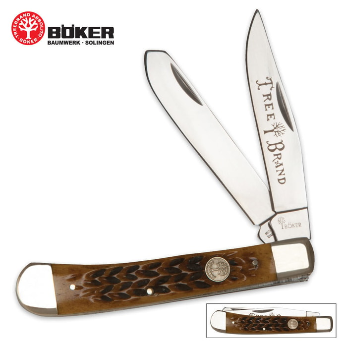 Boker Tree Brand Brown Bone Trapper Pocket Knife