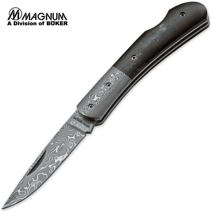 Boker Magnum Black Bone Damascus Pocket Knife
