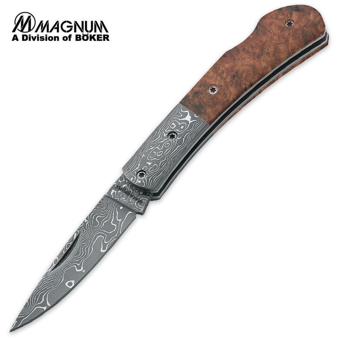 Magnum Damascus Quincewood Pocket Knife