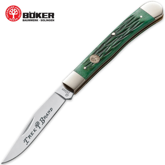 Boker Single Blade Trapper with Jigged Green Bone Pocket Knife