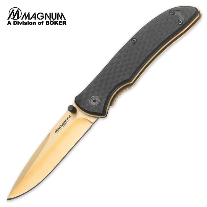 Boker Magnum Assisted Opening Black & Gold G-10 Folding Pocket Knife
