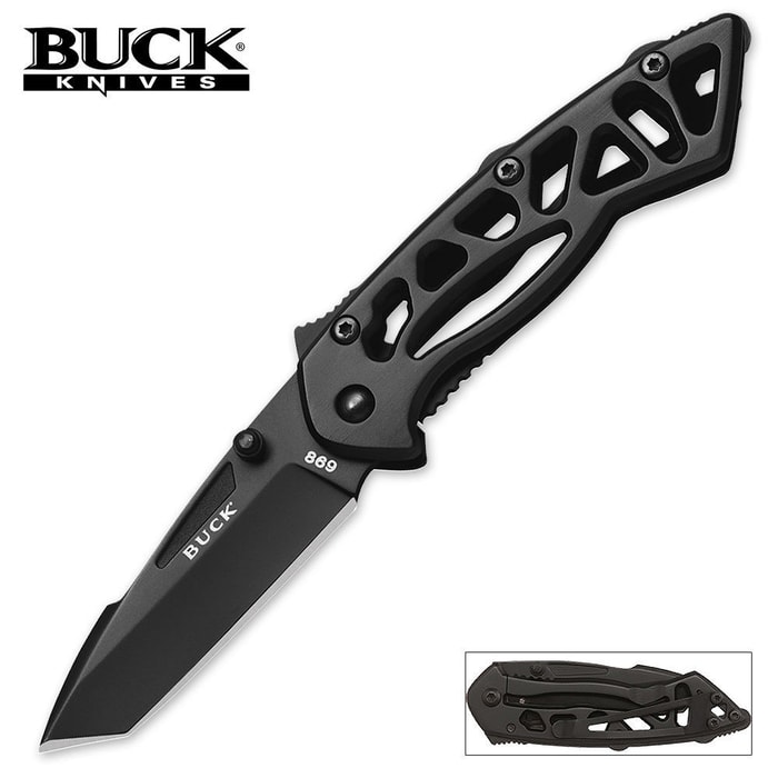 Buck Bones Tactical Pocket Knife Black