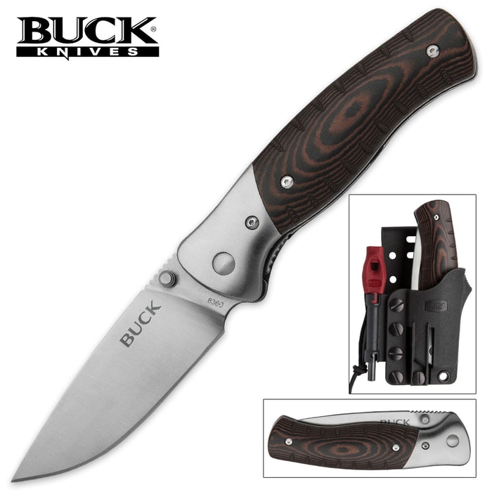 Buck Selkirk Pocket Knife With Fire Striker and Emergency Whistle