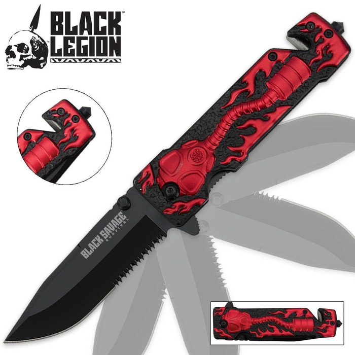 Black Legion Gas Mask Assisted Opening Knife