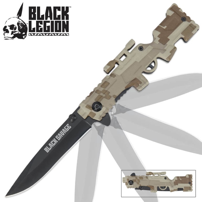 Black Legion Rifle Assisted Opening Pocket Knife Camo