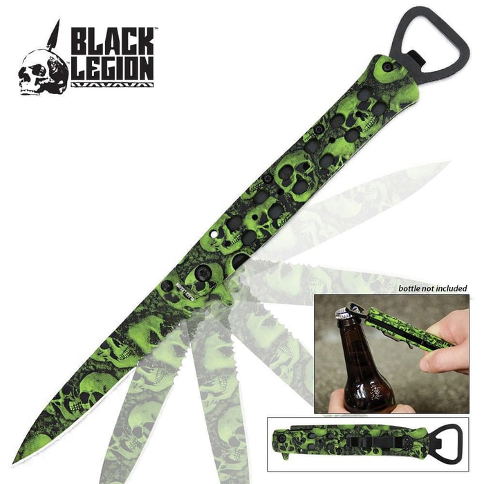 Black Legion Skull Camo Assisted Open Stiletto Green