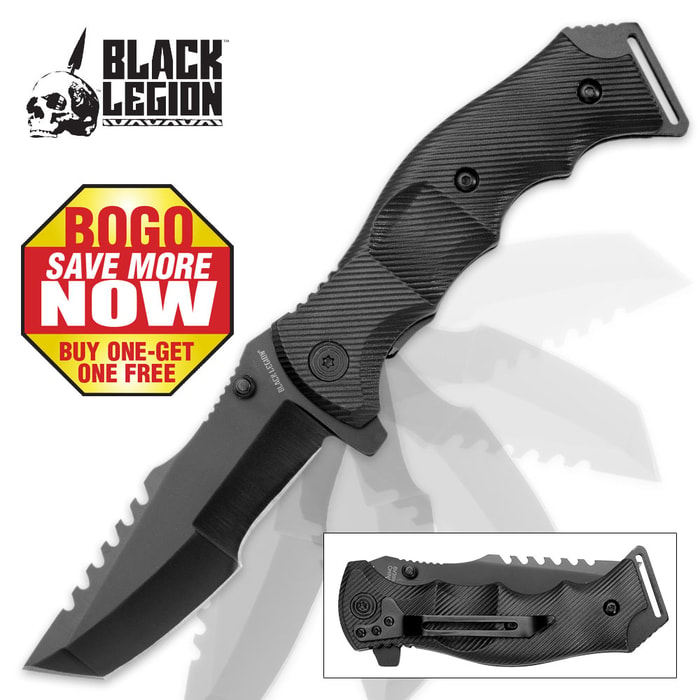 Black Legion Huntsman Black Pocket Knife - BOGO