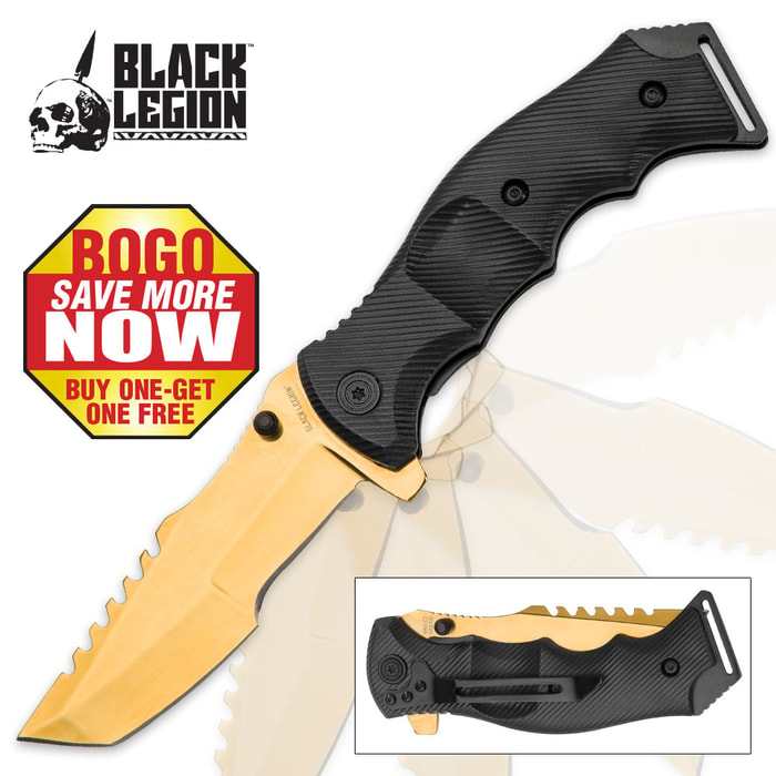 Black Legion Huntsman Gold Pocket Knife - BOGO