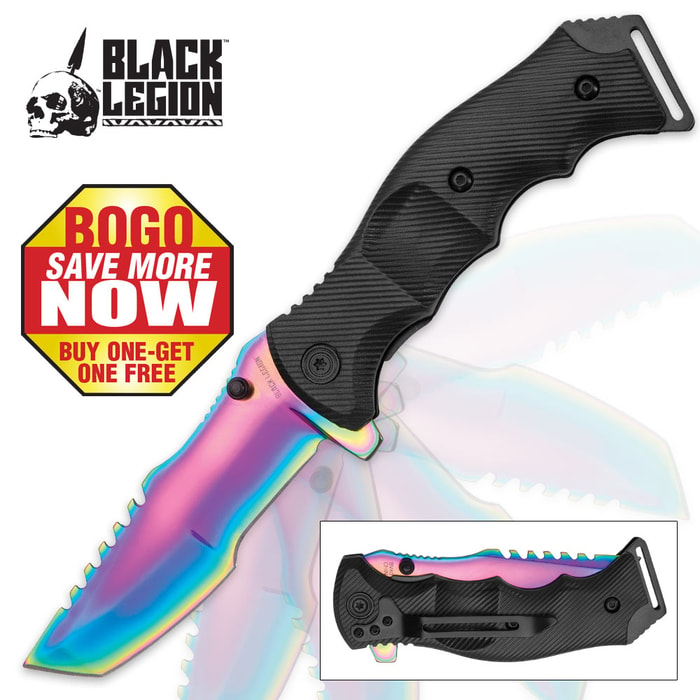 Black Legion Huntsman Rainbow Pocket Knife - BOGO