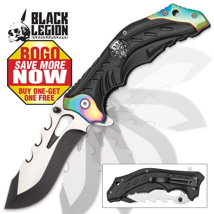 Black Legion Rainbow Bolster Assisted Opening Pocket Knife - BOGO
