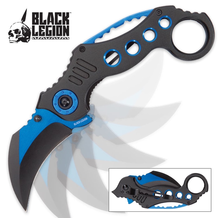 Black Legion Blue Justice Karambit Assisted Opening Pocket Knife