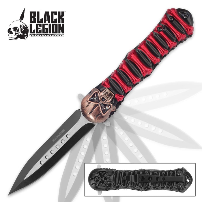 Black Legion Scarlet Bones Assisted Opening Spear Point Pocket Knife