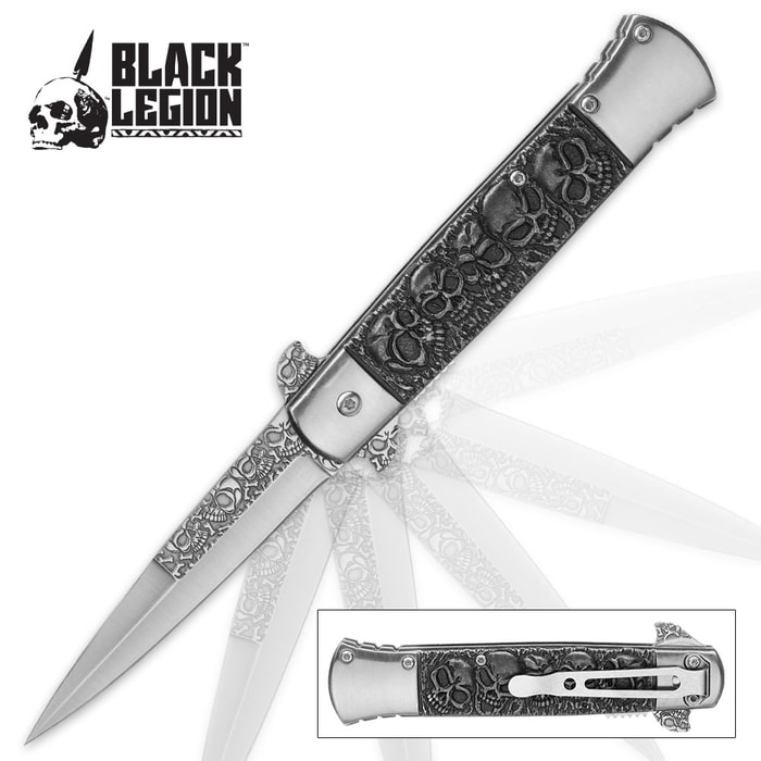 Black Legion Purgatorio Assisted Opening Stiletto Knife - Antique Black